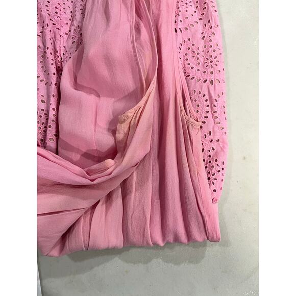 M Missoni Pleated Silk Cotton Pink
Sleeveless Lined Eyelet Mini Dress Sz 40/US8 - Picture 7 of 13